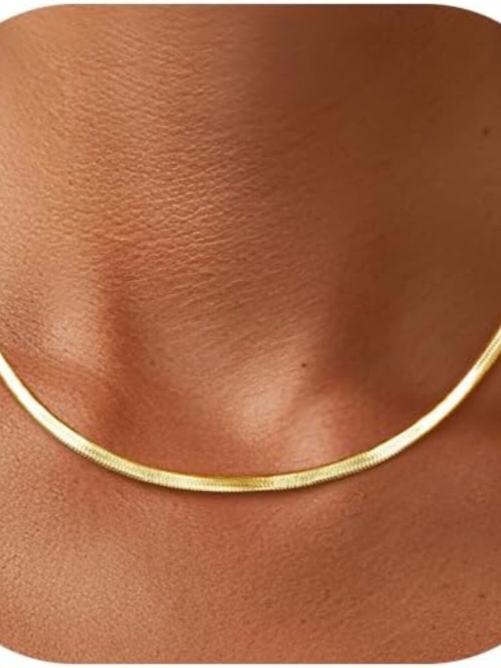 Silver/18K Gold Plated Herringbone Necklace for Women, 3mm 4mm 5mm Necklace for